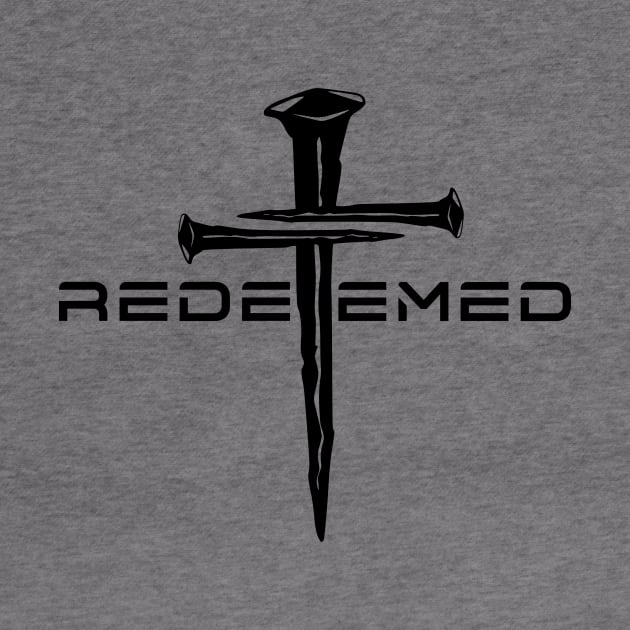 Redeemed Black 3 Nail Cross, Unisex Christian Cotton T-Shirt, Stylish Black Imagery, Trendy Spiritual Shirt, Christian Apparel, Comy, Soft by Yendarg Productions